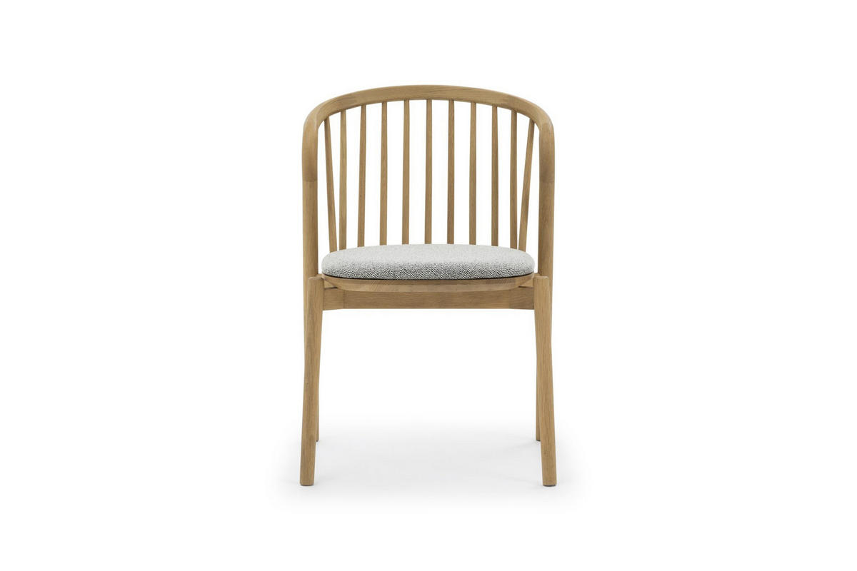 ESSZIMMERSTUHL Saga 2er Set, mit Sitzkissen, Natur Massiveiche - Grau, Holz (54/80/54cm) - WOODEK