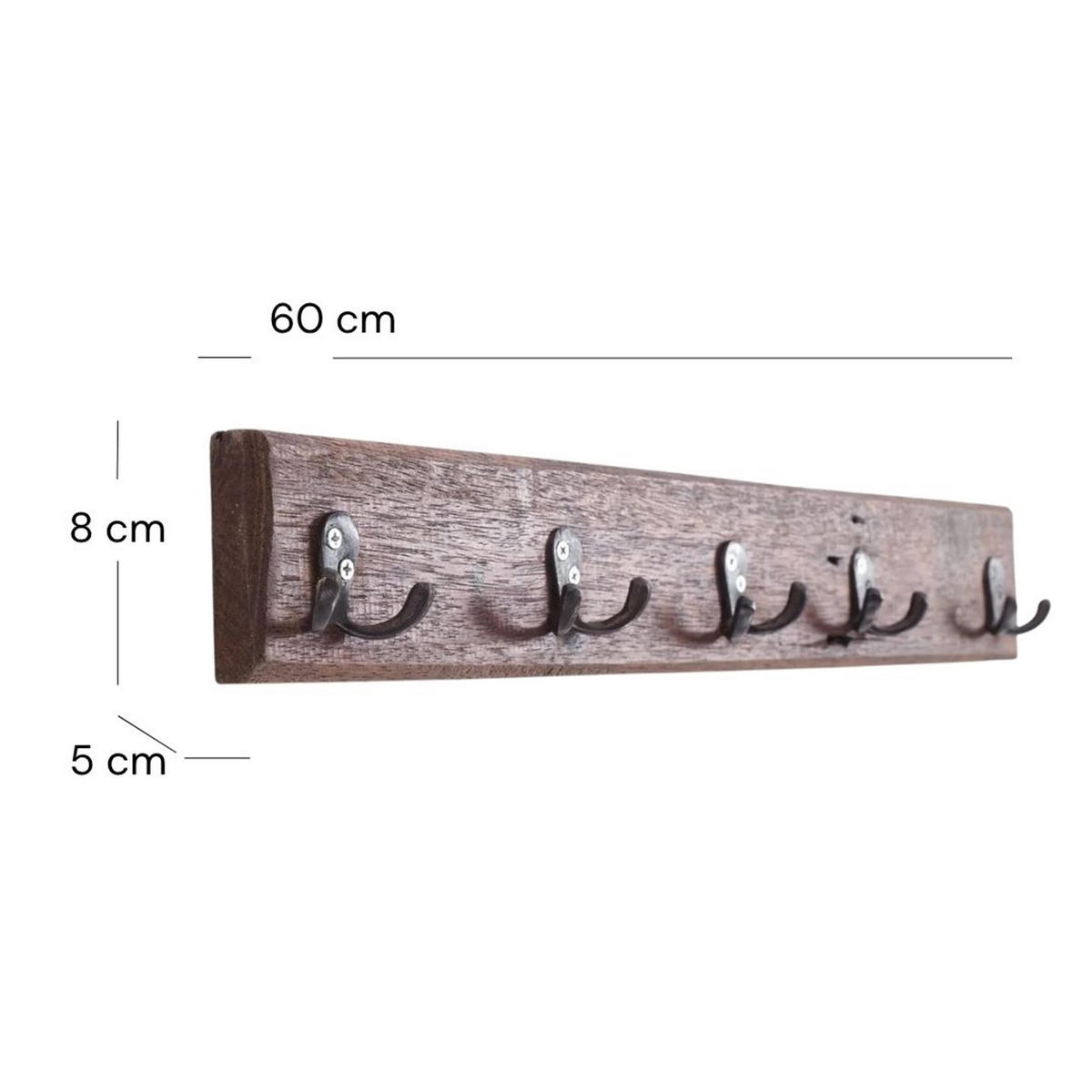 WANDGARDEROBE CASA 60 Recyclingholz naturfarben - Naturfarben, Holz (60/8/5cm) - DESIGN DELIGHTS