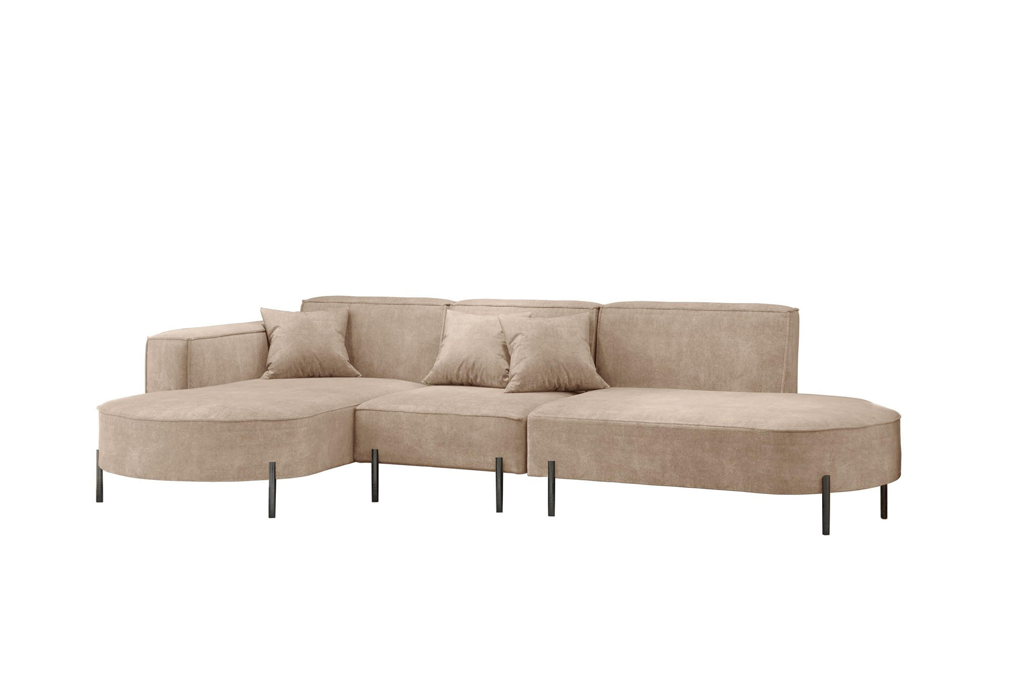 ECKSOFA Valencia - Beige, Holzwerkstoff/Textil (321/165cm) - Fun Möbel