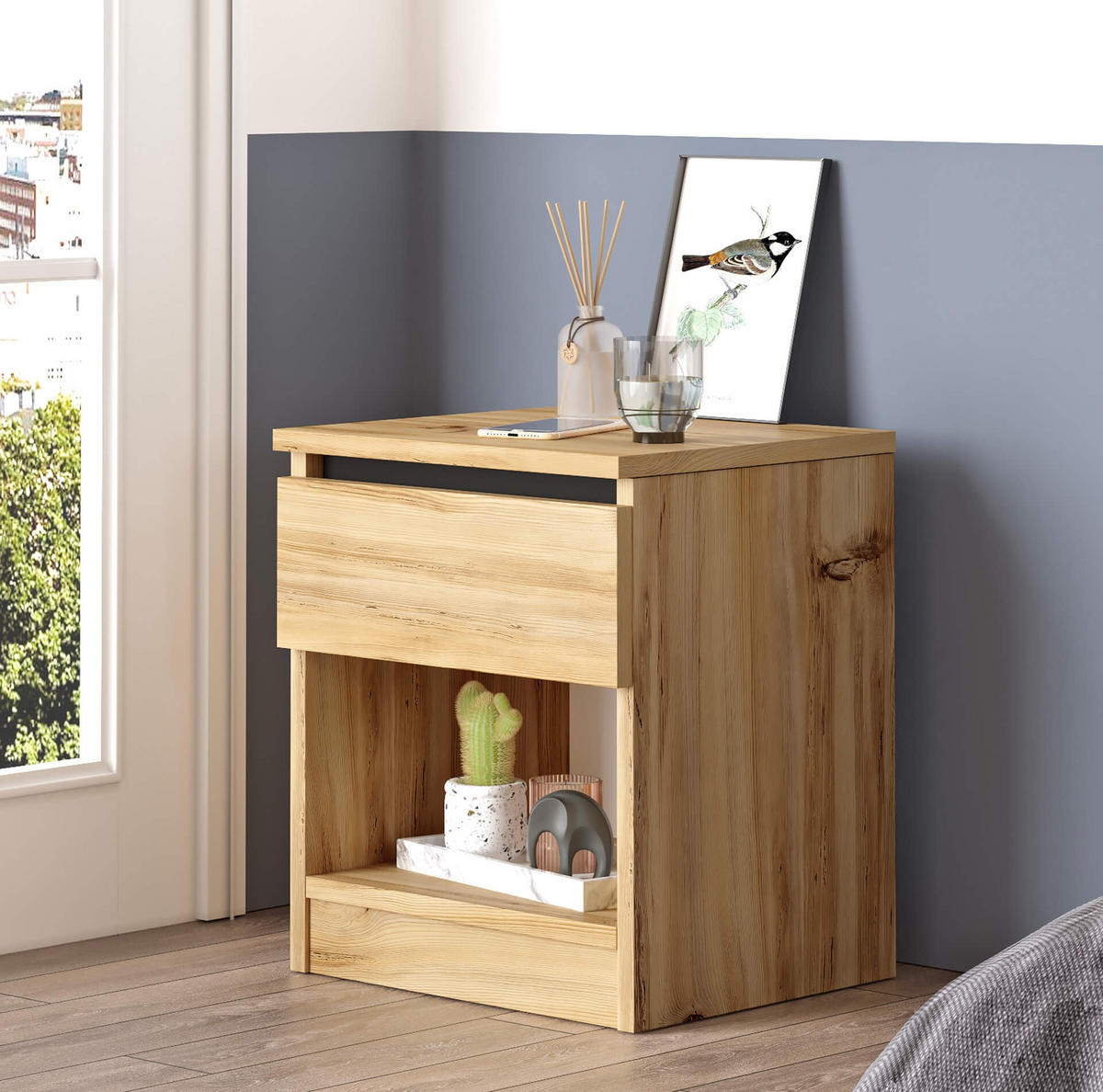 NACHTTISCH 40/35,5/46,5 cm - Beige, Holz (40/46.5/35.5cm) - Mobili Rebecca