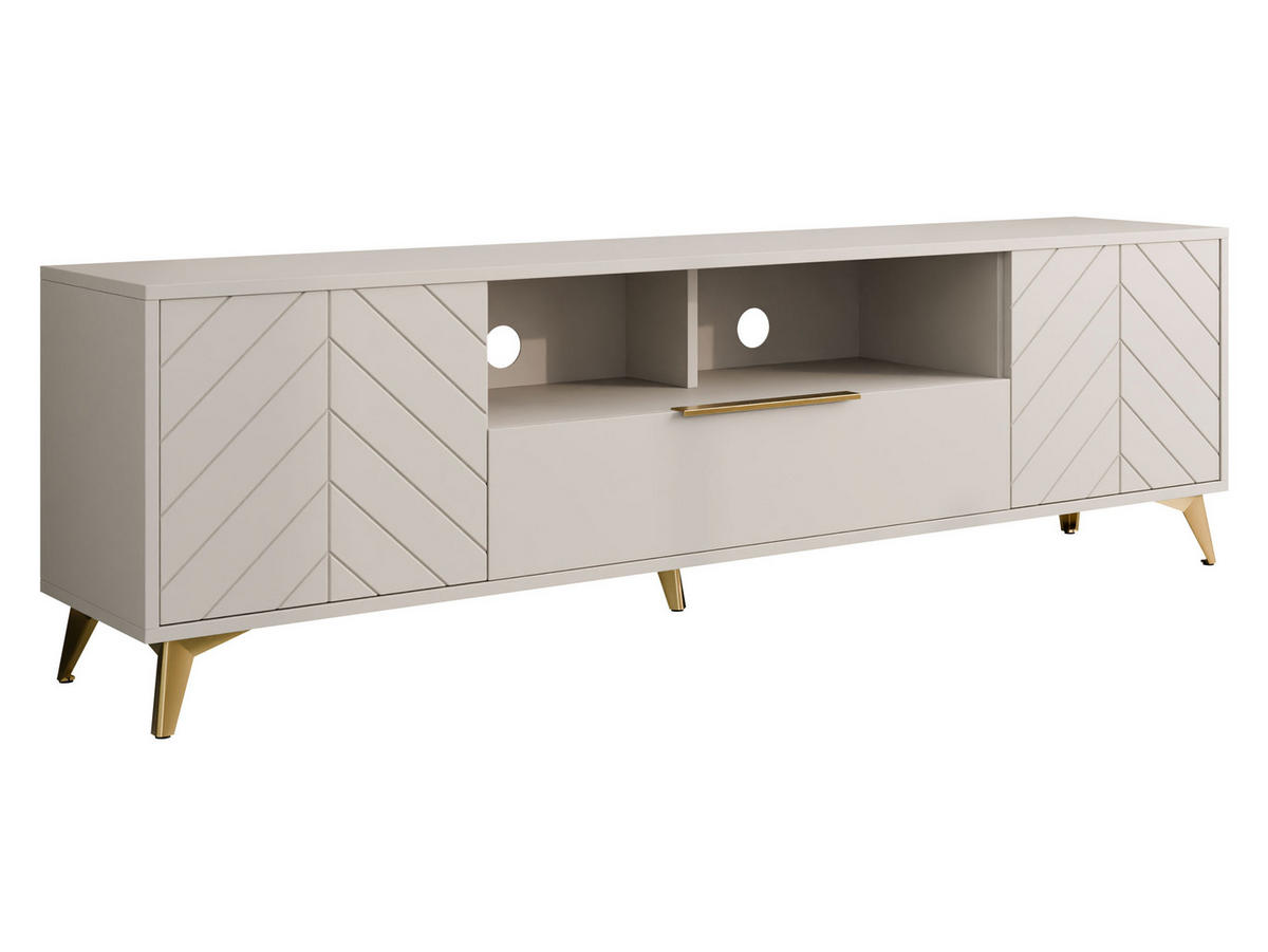 TV-ELEMENT Xylix 2D1SZ - Beige/Goldfarben, Holzwerkstoff/Metall (204/60/40cm) - MIRJAN24