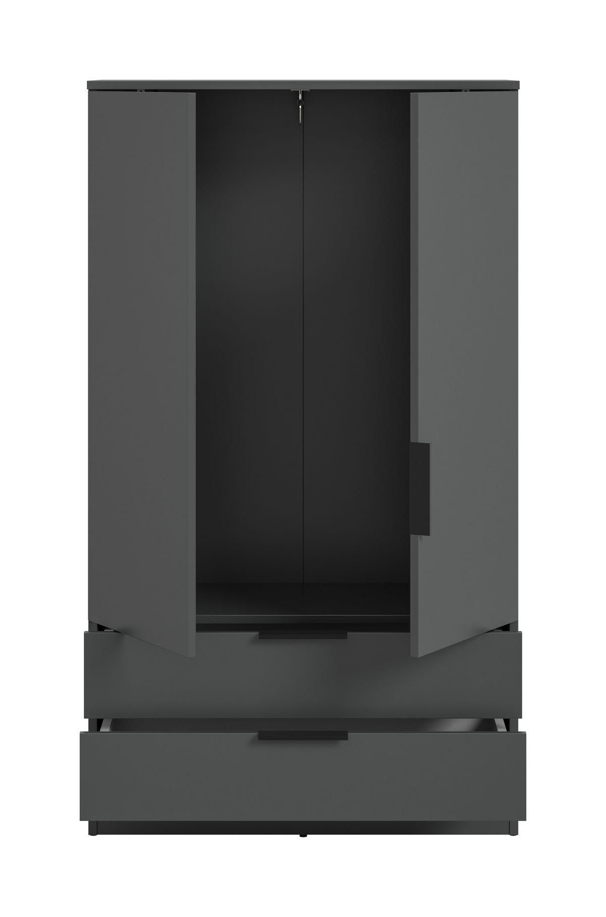 WÄSCHESCHRANK KOPENHAGEN (B/H/T: ca. 80/140/37 cm) in anthrazit/anthrazit - Anthrazit, Holzwerkstoff (80/140/37cm)