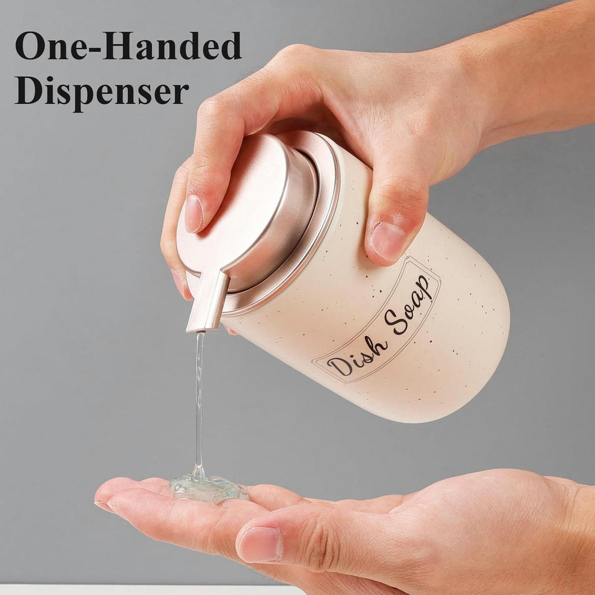 SEIFENSPENDER Keramik Cremebeige Sprenkel 350 ml - Creme, Keramik (8/14/8cm)