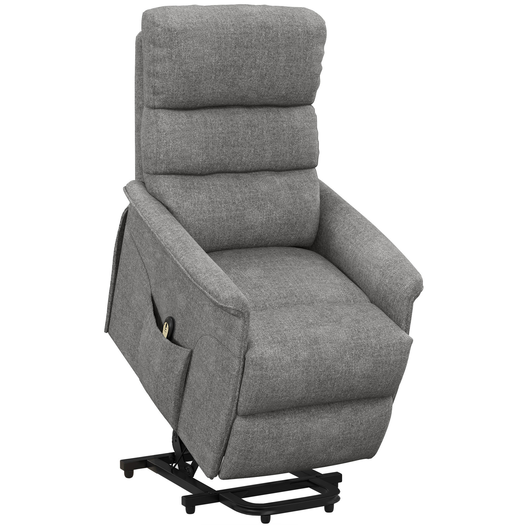 FERNSEHSESSEL MIT AUFSTEHHILFE, Grau, Polyester, Stahl - Grau, Kunststoff (90/96/66cm) - HOMCOM