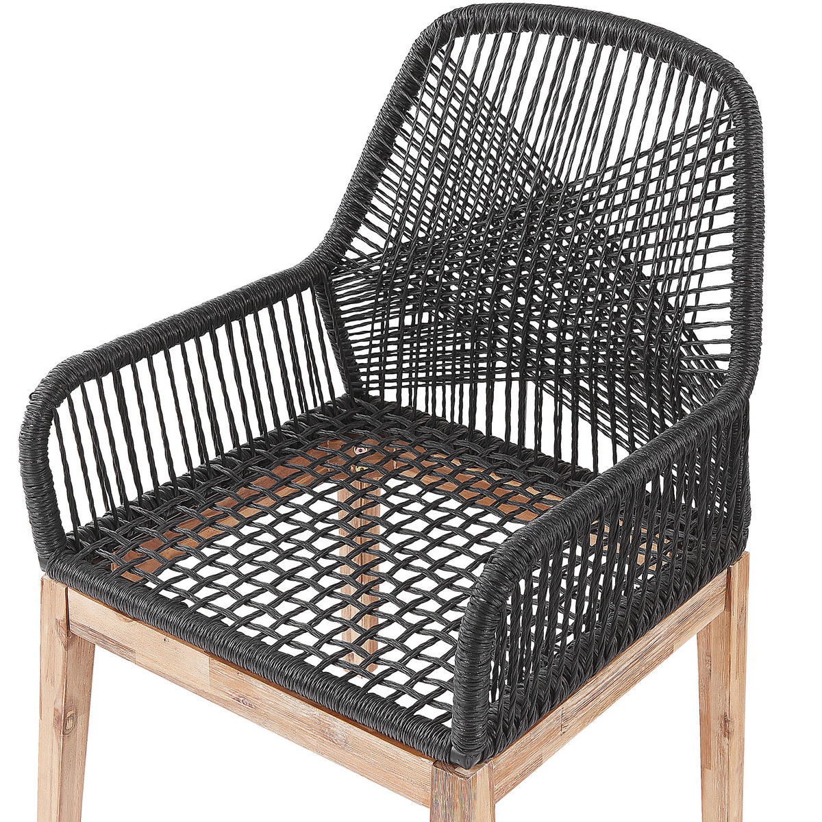 GARTENSTUHL 2er-Set Massivholz hellgrau Olbia - Hellbraun/Schwarz, Kunststoff (64/89/71cm) - Beliani