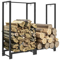 KAMINHOLZREGAL bis 200 kg - Schwarz, Metall (32/115/123cm) - Outsunny