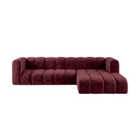 ECKSOFA Modulares In L-Form, Velvet-Stoff Riviera, Rotwein, Rechts, GRAND 287 cm - Dunkelrot, Holz (287/179cm) - Kaiser Möbel