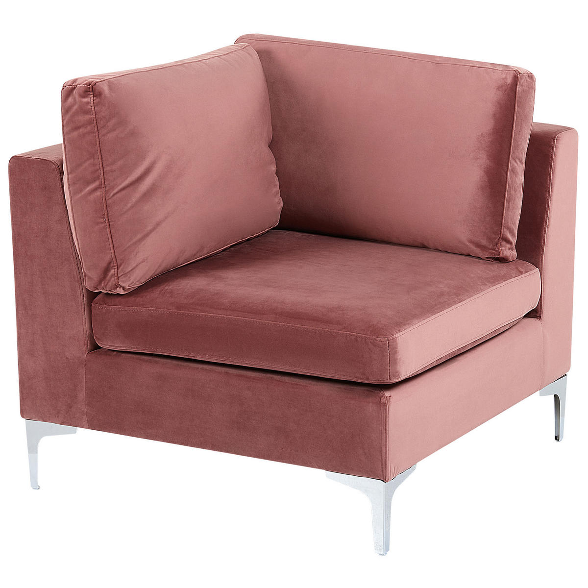 3-SITZER-MODULSOFA Samtstoff rosa mit Metallbeinen Evja - Pink, Textil (235/84/85cm) - Beliani