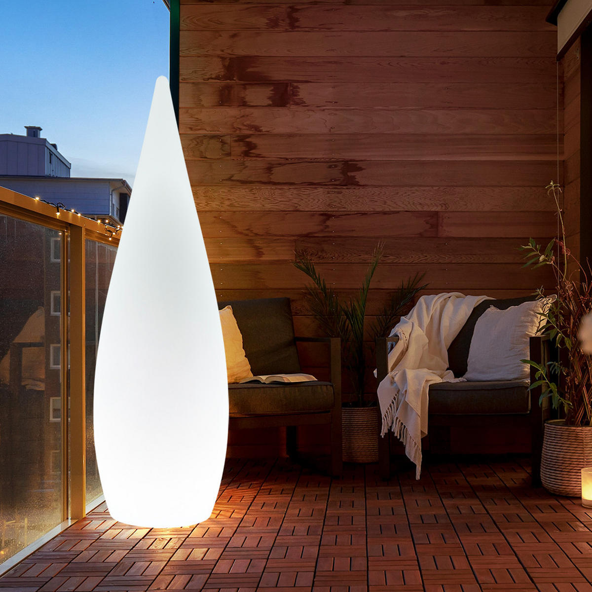 LED AUSSENLEUCHTE VASCON Weiß - Weiß, Kunststoff (24/24/80cm) - Globo Lighting