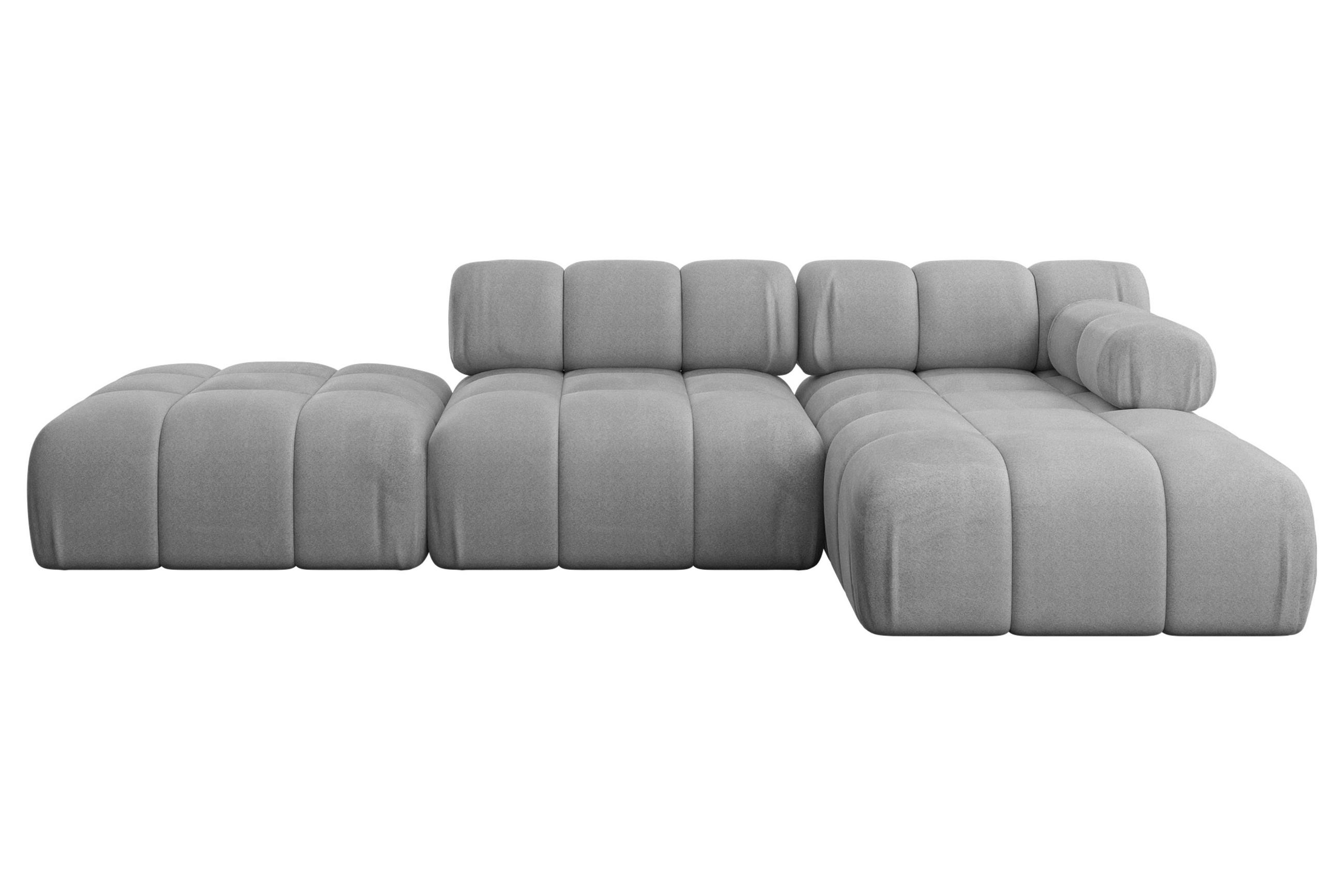 ECKSOFA modulares Sofa Lizur-L1 - 285x160x70 cm Hellgrau Velours - Hellgrau, Holzwerkstoff/Textil (285/160cm) - ALTDECOR