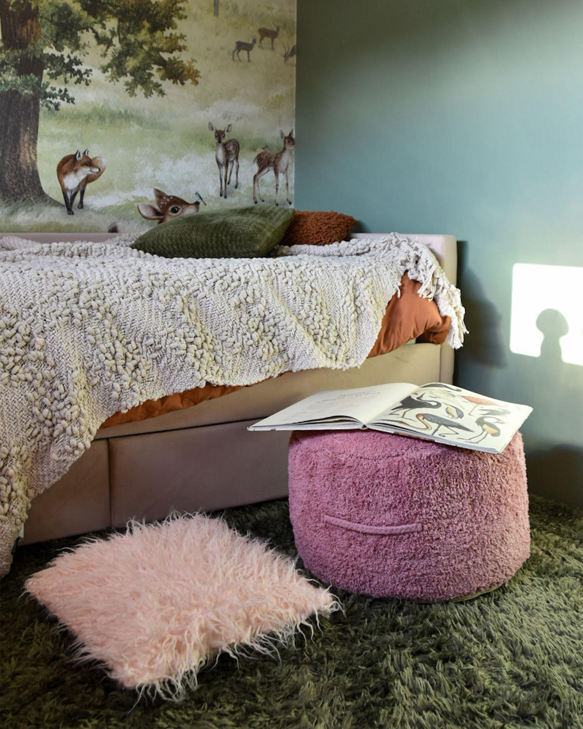 PUF Bavlna Růžový Kandhkot - růžová, textil (50/35/50cm) - Beliani
