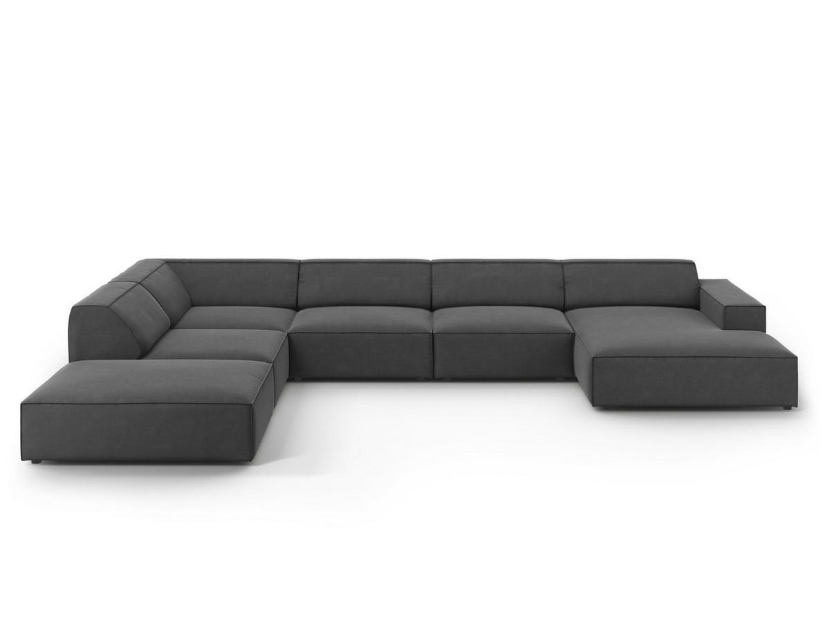PANORAMASOFA links Jodie aus Samt grau 7 Sitzplätze - Grau, Textil (262/70/364cm) - Micadoni