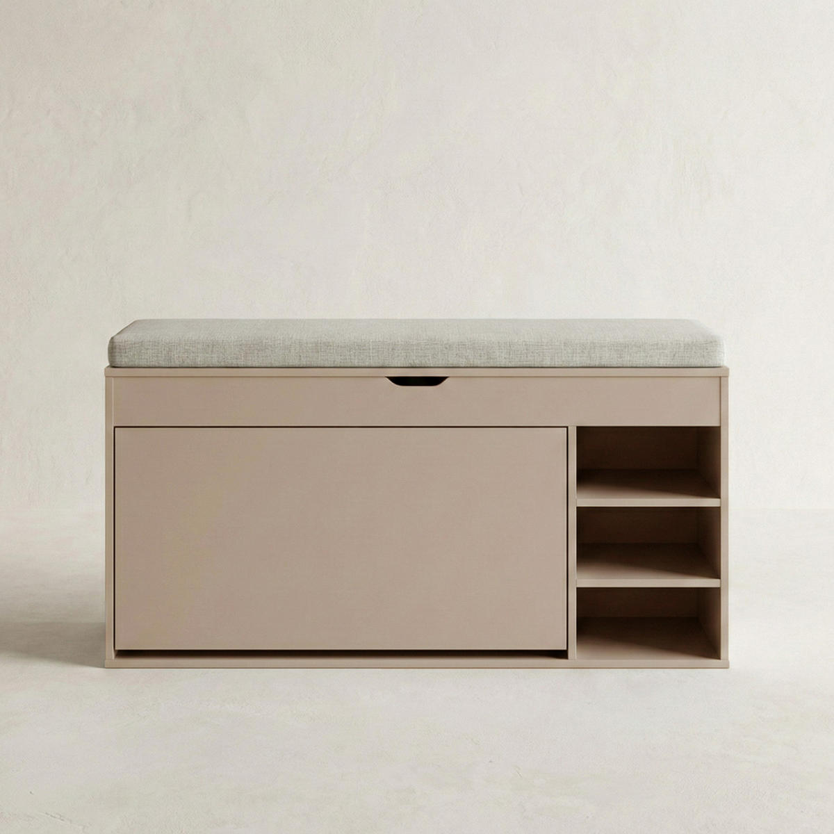 SCHUHSCHRANK Gradia 100/34/50 cm Sitzfläche ausziehbar - Hellgrau, Holzwerkstoff (34/50/100cm) - BOXIMO