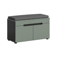 SITZBANK inkl. Sitzkissen CANU (B/H/T: ca. 80/45/37 cm) in Basalt grau/Smoke Green - Grau, Holzwerkstoff (80/45/37cm)