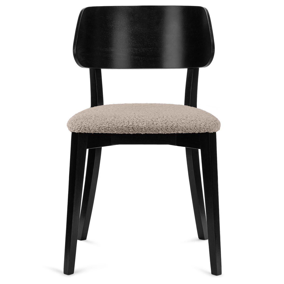 HOLZSTUHL VINIS Esszimmerstuhl, 2-er Set, Bouclé - Beige/Schwarz, Holz/Textil (47/80.5/45cm) - KONSIMO®