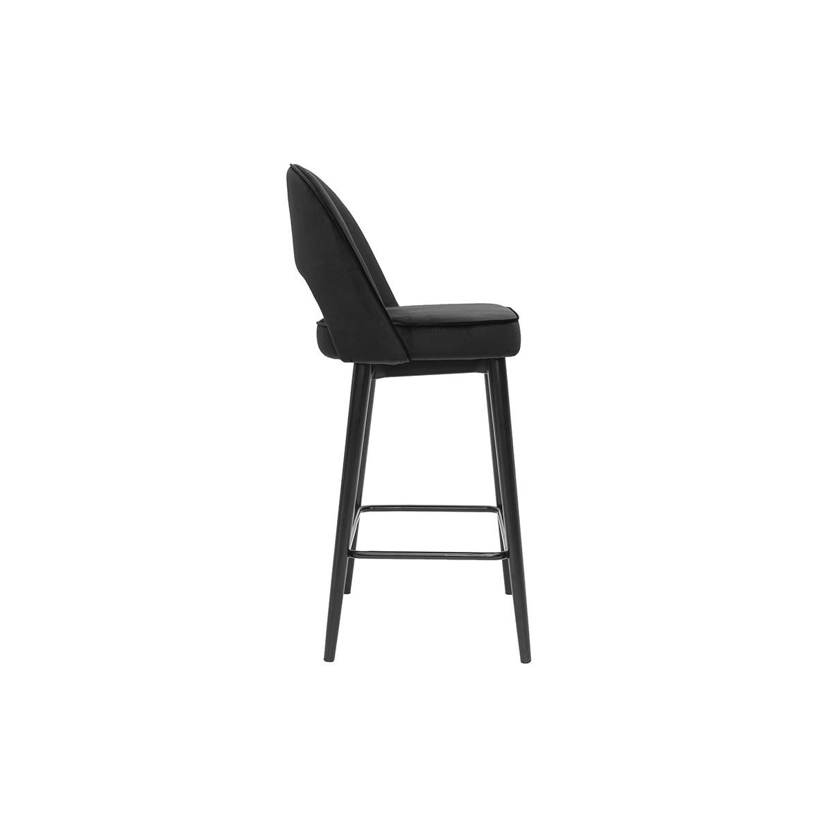 BARHOCKER Samt Schwarz Metall H69 cm BELLEROSE - Schwarz, Textil (47/97/48.5cm) - Miliboo