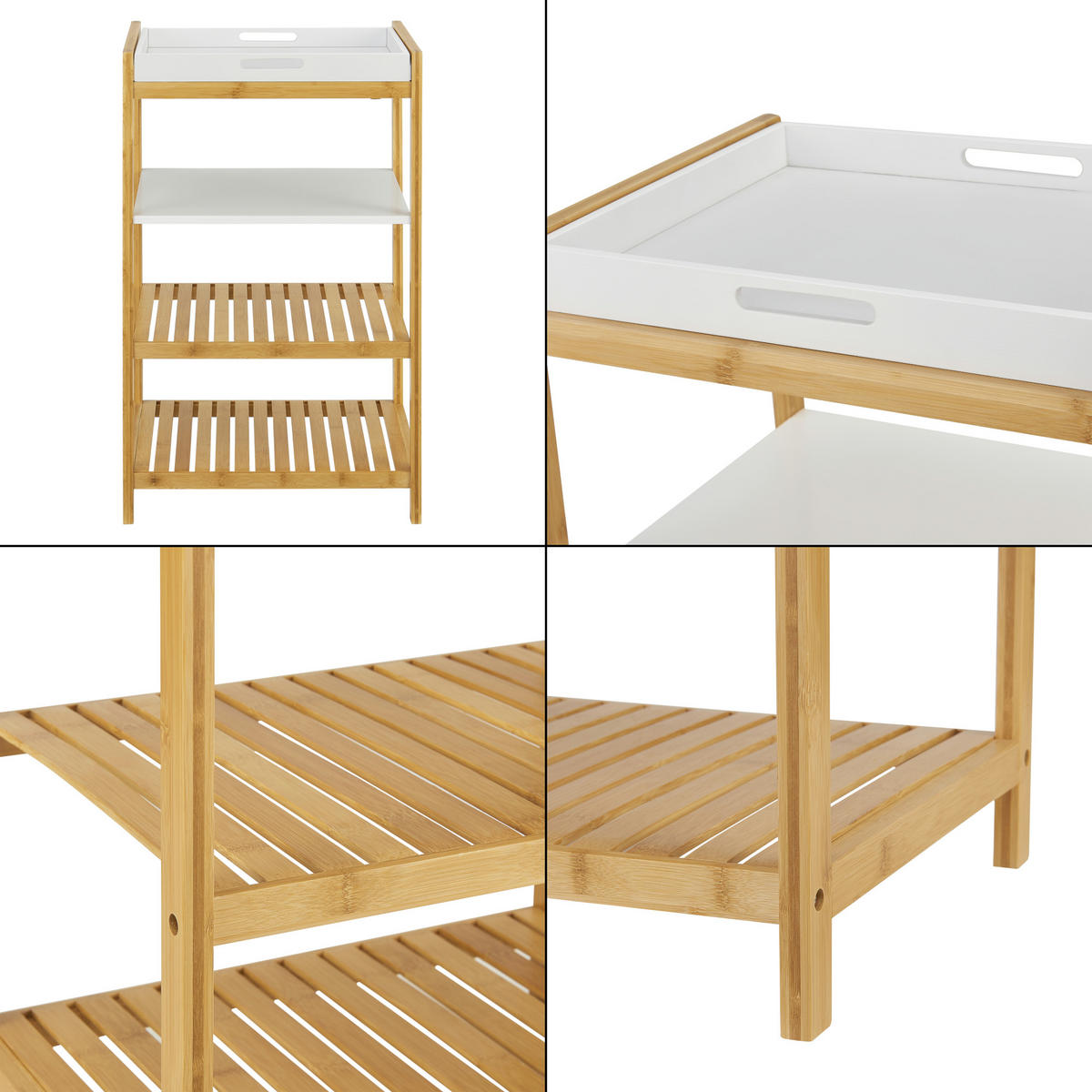 STANDREGAL Kiuruvesi - Naturfarben/Weiß, Holz/Holzwerkstoff (43/70/33cm) - [en.casa]