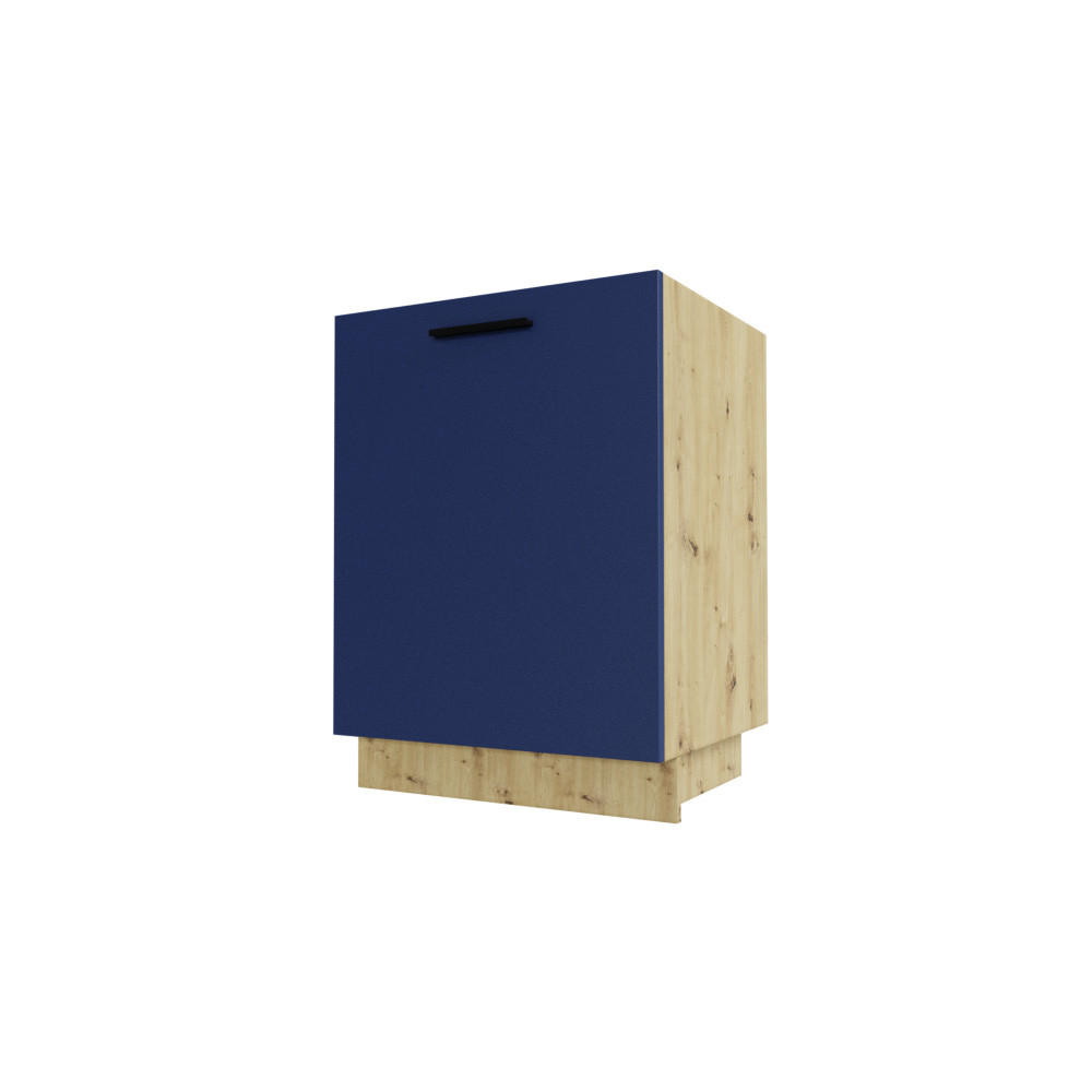 KÜCHENUNTERSCHRANK Bonn D1D/60 Marineblau Matt / Eiche Artisan Matt 60 / 50 / 82cm - Blau/Eiche Artisan, Holz/Holzwerkstoff (60/82/50cm) - Feldmann-Wohnen