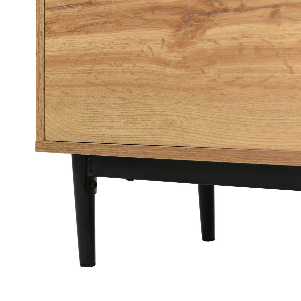 SIDEBOARD Schwarzer mit Türen und offenen Regalen, 160/35/76cm - Eichefarben, Holzwerkstoff/Metall (160/76/35cm) - Urban Meuble