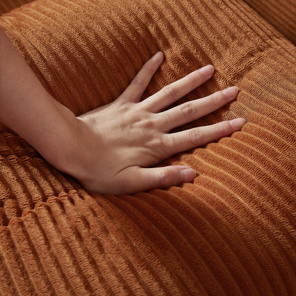SCHLAFSOFA aus Cord in Terracotta 2-in-1 Funktion & zum Gästebett klappbar - Dunkelorange, Textil (89/59/195cm) - Urban Meuble