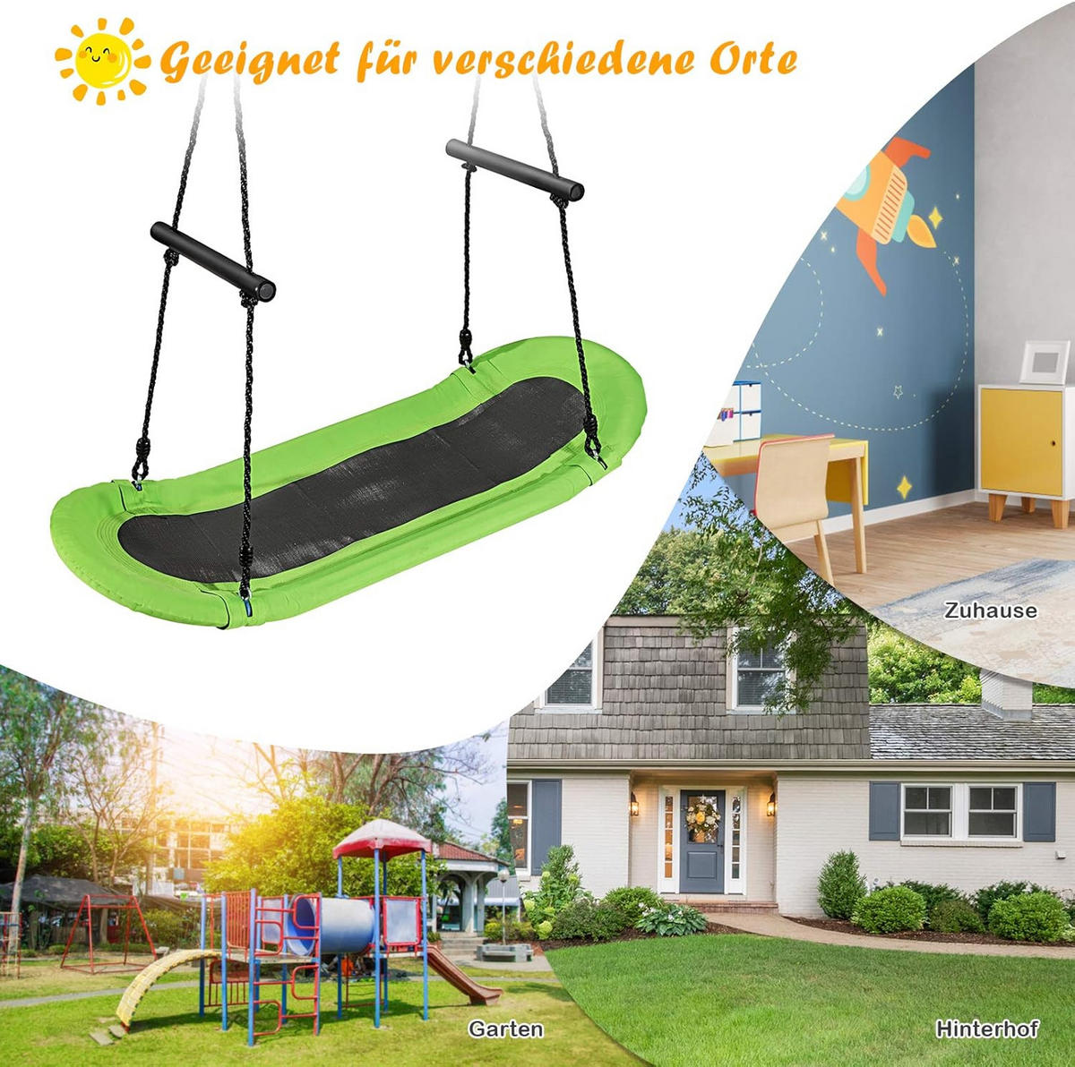 NESTSCHAUKEL Grün - Grün, Metall (123/160/45cm) - COSTWAY
