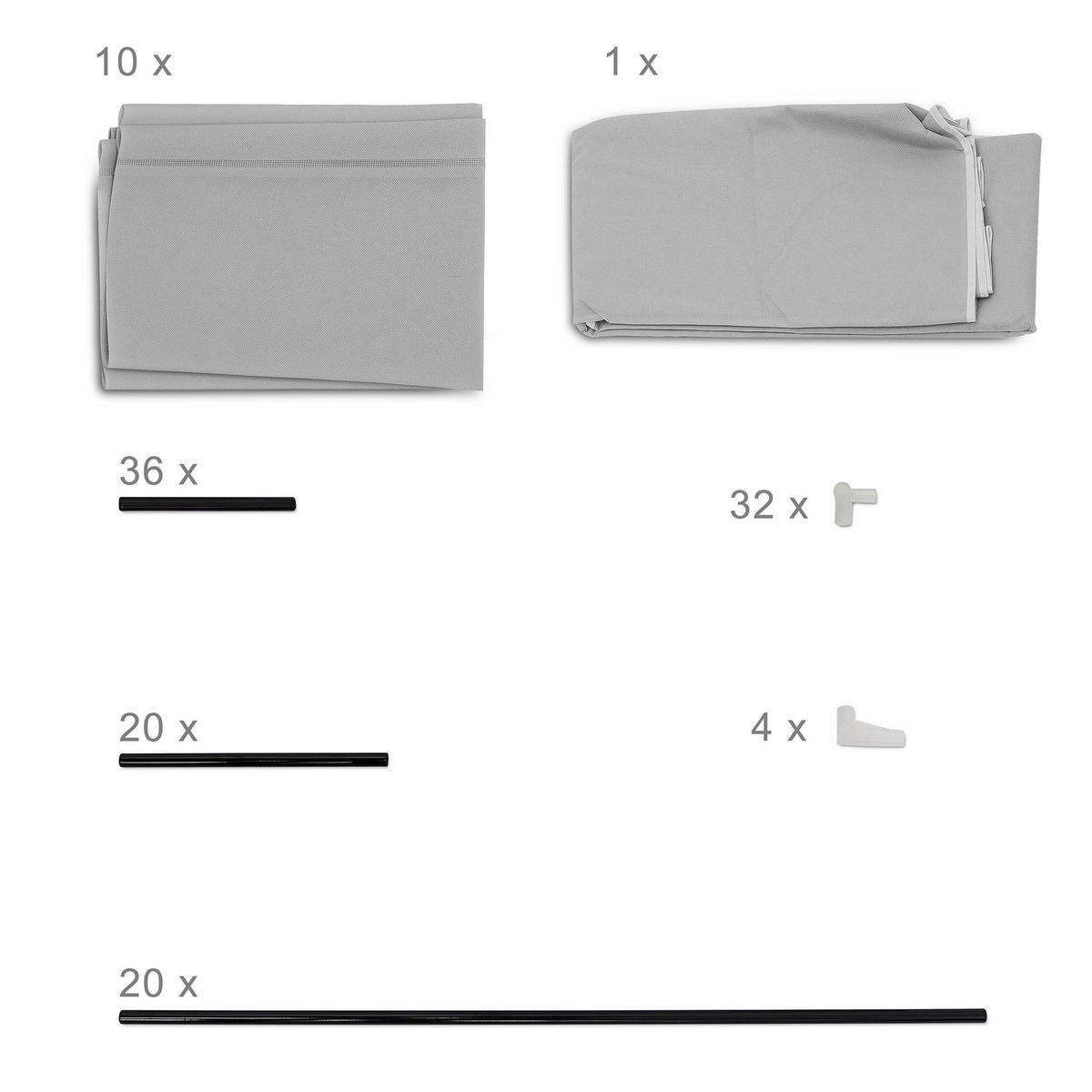 SCHUHSCHRANK Anthrazit VALENTIN 9 Ablagen - Anthrazit, Kunststoff/Textil (88/161/30cm) - Relaxdays