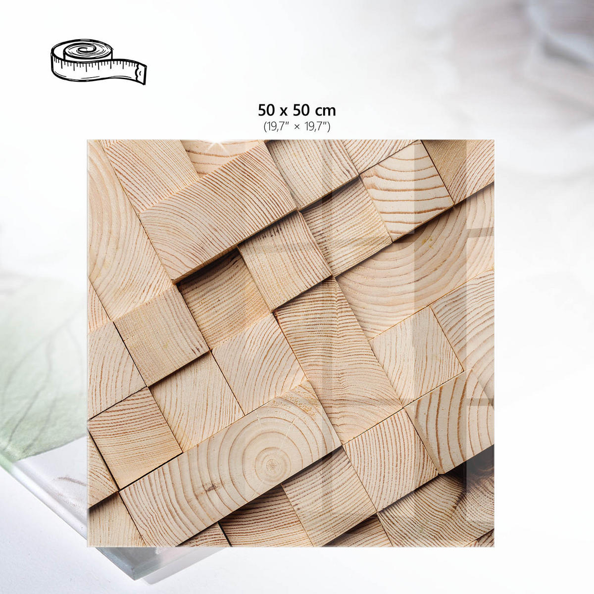 TISCHPLATTE 50x50 cm – Holzmuster - Violett, Glas (50/50/0.4cm) - Wallfluent