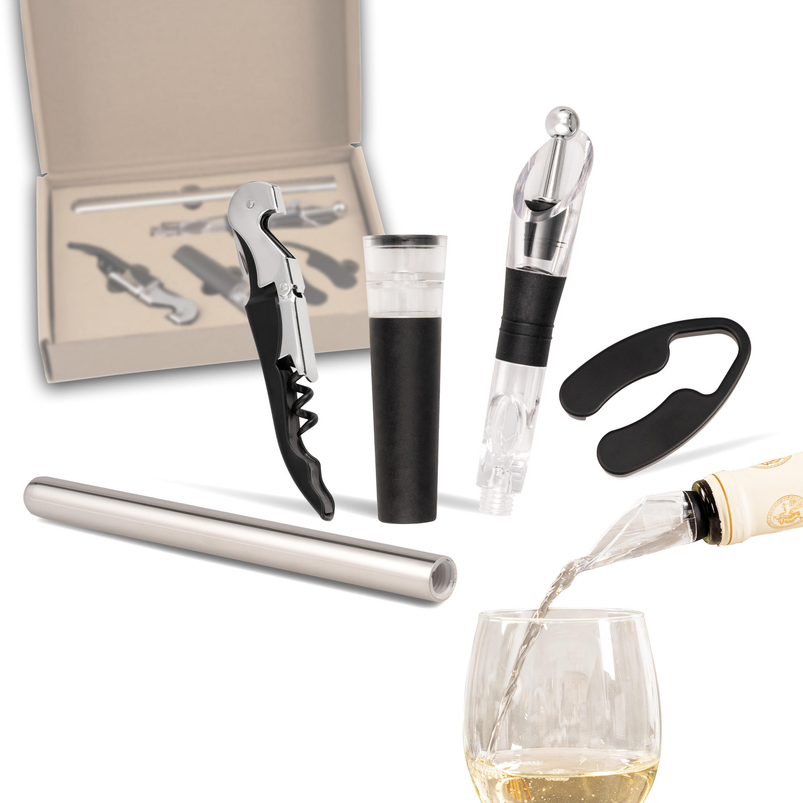 bremermann Wein-Set Edelstahl 2.5x2.5x13.5 cm
