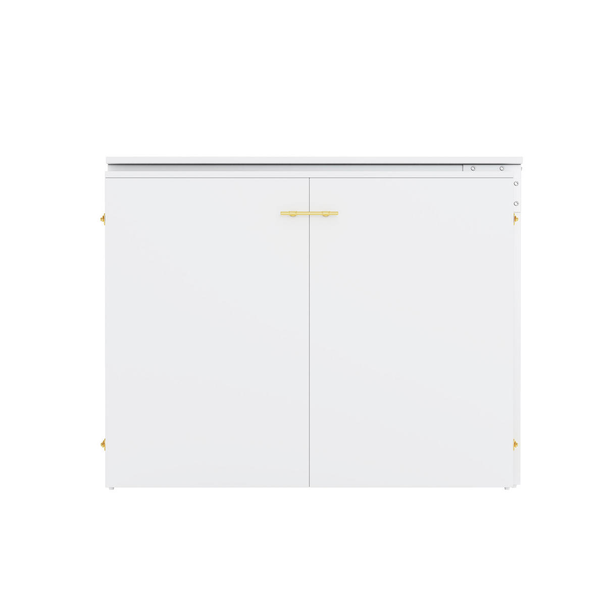 KLAPPBETT 90/200 cm in Weiß & Natur mit drehbarem Schreibtisch, Rollen und Matratze - Weiß/Grau, Holzwerkstoff/Textil (160/200cm) - STILVORA