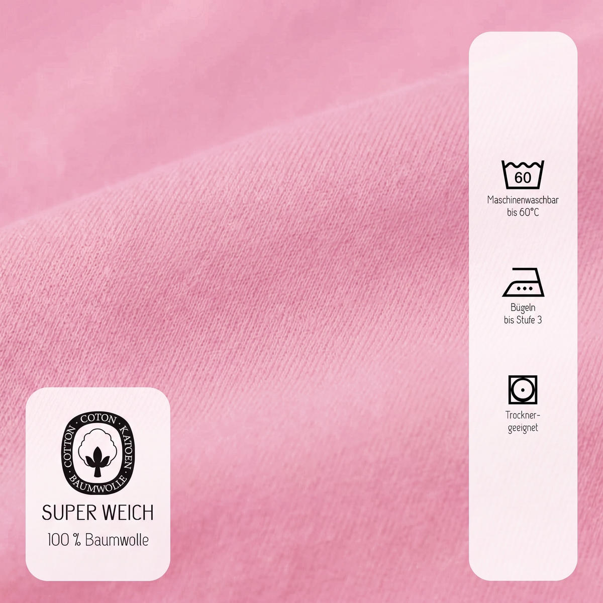 SPANNBETTTUCH Basic Jersey pink, 140x200 cm - 160x200 cm - Pink, Textil (160/200cm) - biberna