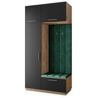GARDEROBENSCHRANK REMA 120/240/60 cm Modern Garderobe-Set Eiche Wotan - Eiche Wotan/Schwarz, Holzwerkstoff (120/240/60cm) - MASSENO