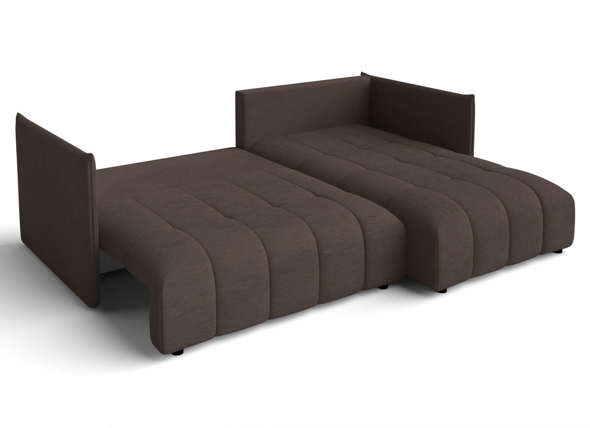 ECKSOFA L Form Cosmova Braun 245/182/83 cm mit Schlaffunktion - Schwarz/Braun, Kunststoff/Textil (245/182cm) - AX Living