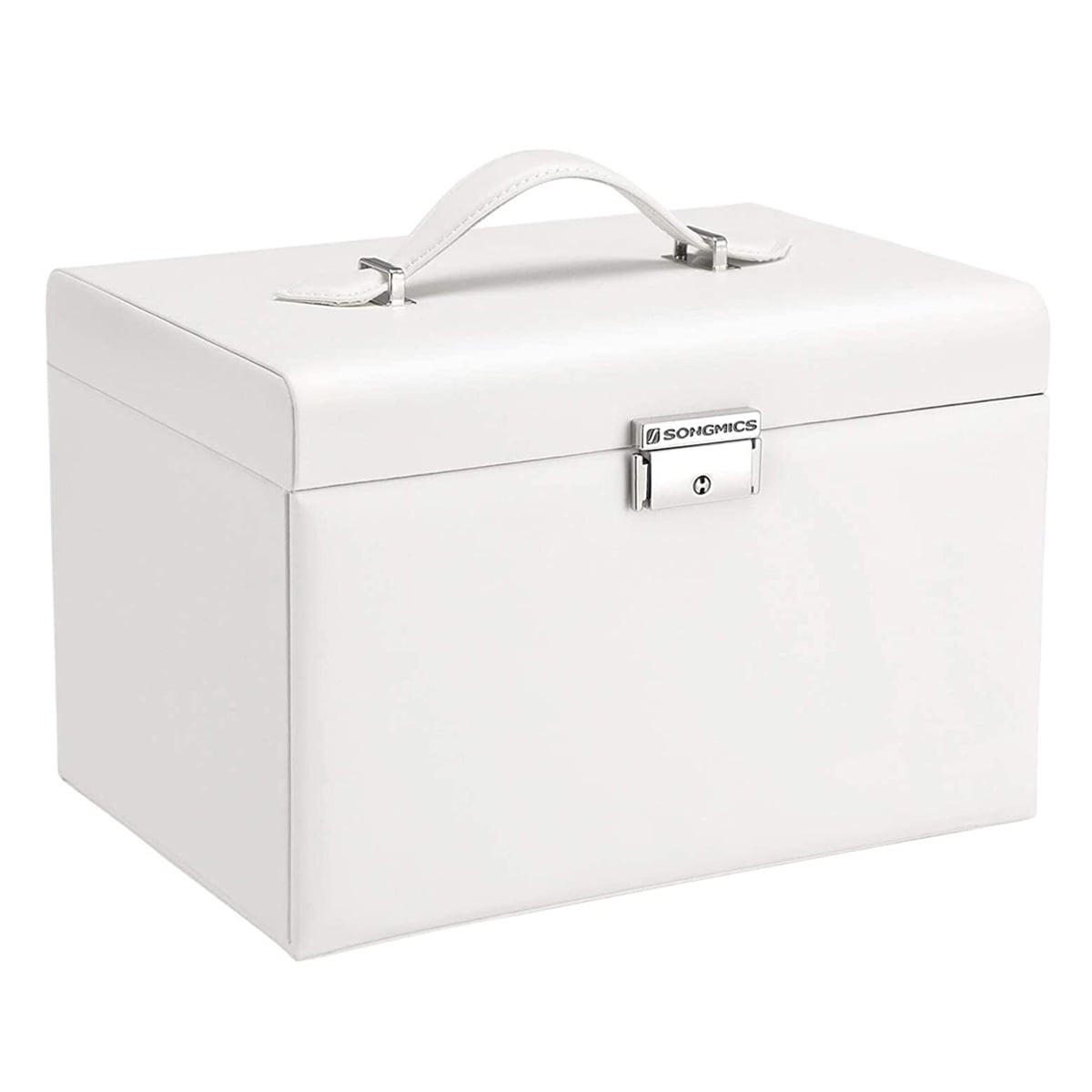 SCHMUCKKÄSTCHEN mit 2 Schubladen und Spiegel - Weiß - 26/18/17 cm - Weiß, Holzwerkstoff (18/17/26cm) - Calicosy