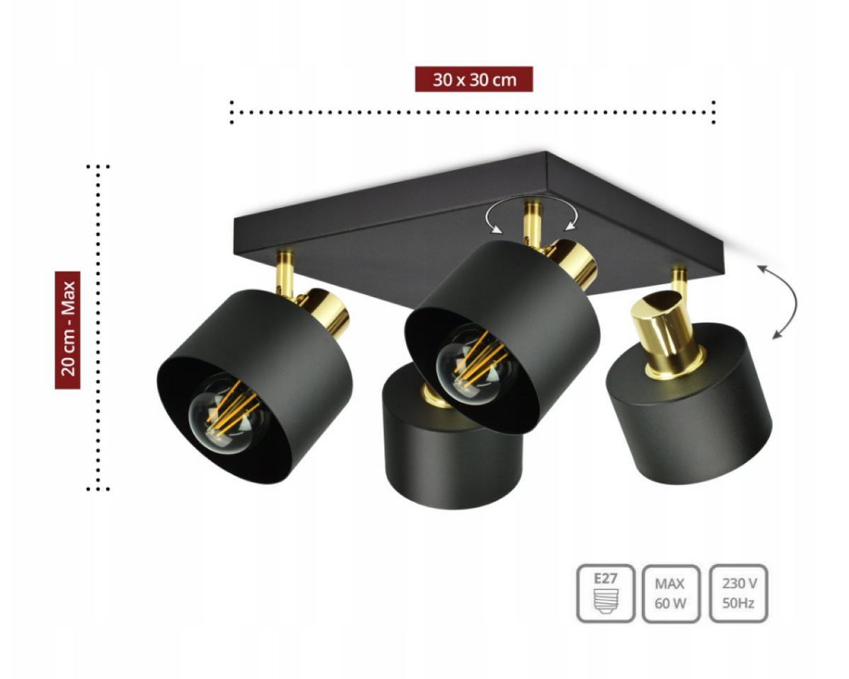 DECKENLEUCHTE BLACKSPOT - Goldfarben/Schwarz, Metall (30/30/20cm) - kiki design