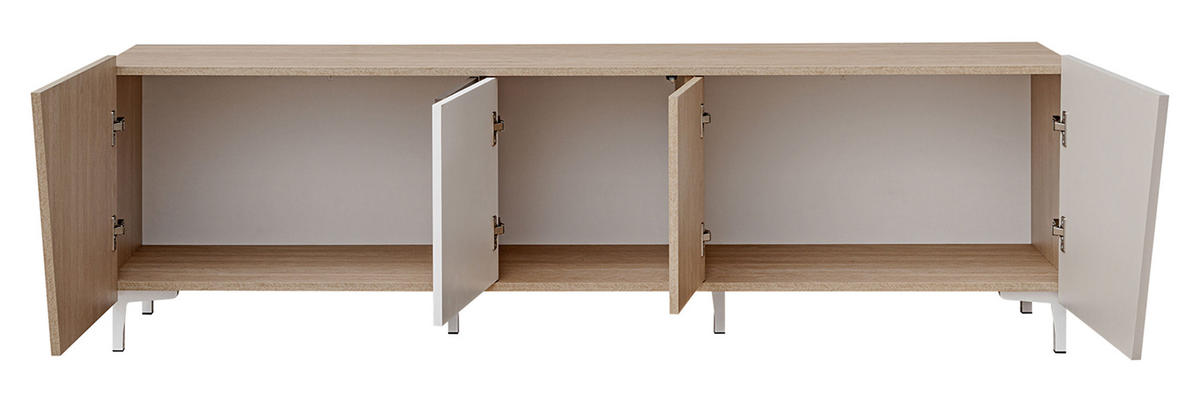 LOWBOARD Viste braun / weiß hochglanz 180 / 40 / 56cm - Ecru/Weiß Hochglanz, Holz/Holzwerkstoff (180/56/40cm) - Furnival