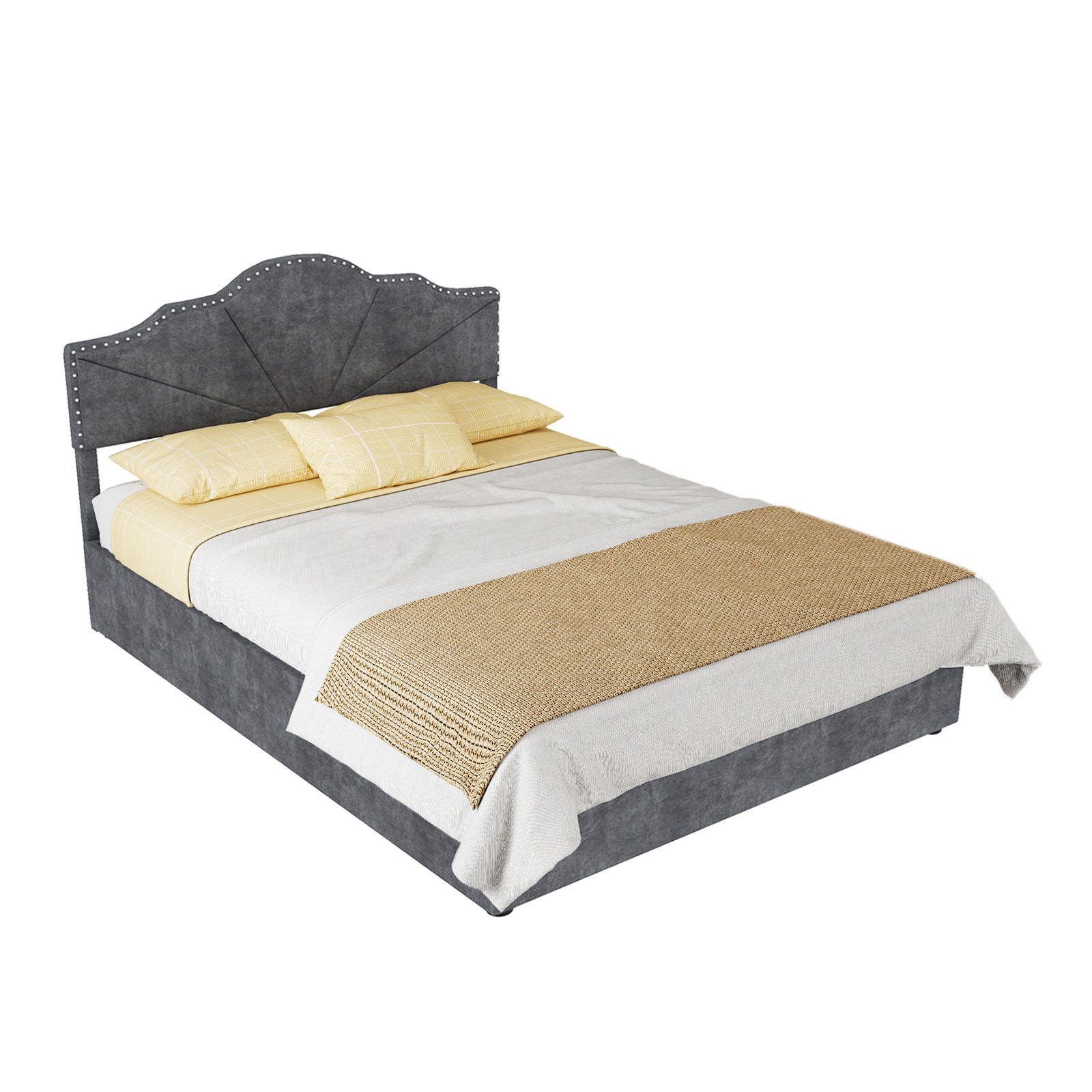 STAURAUMBETT 140/200 cm DE-32959 mit Pneumatik-Stauraum und Matratze Grau - Grau, Metall (140/200cm) - ComfortXL