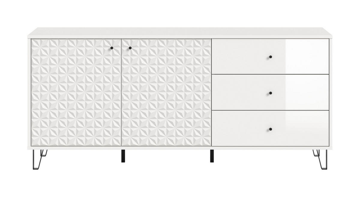 SIDEBOARD PRISMA (B/H/T: ca. 169/76/40 cm) in weiß/weiß hochglanz - Weiß, Holzwerkstoff (169/76/40cm)