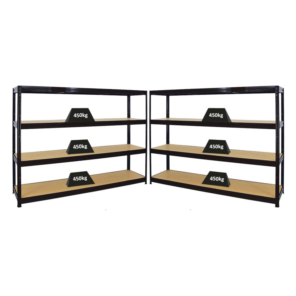 SCHWERLASTREGAL Dino 2er-Set 180x240x60cm Fachlast 450kg Schwarz - Schwarz, Metall (480/180/60cm) - PROREGAL