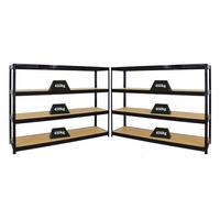 SCHWERLASTREGAL Dino 2er-Set 180x240x60cm Fachlast 450kg Schwarz - Schwarz, Metall (480/180/60cm) - PROREGAL