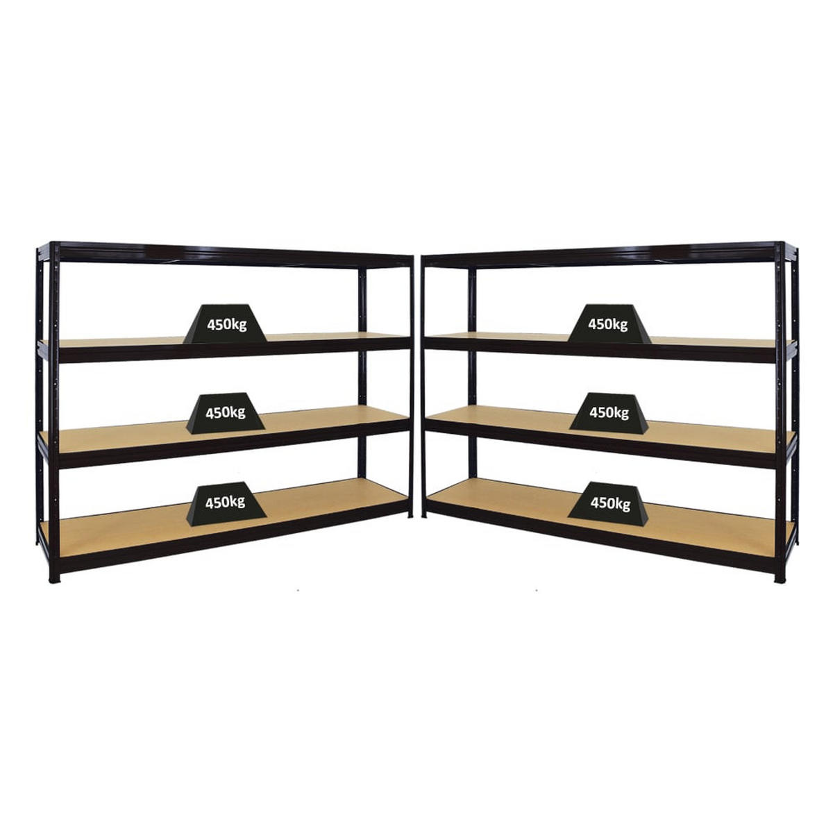 SCHWERLASTREGAL Dino 2er-Set 180x240x60cm Fachlast 450kg Schwarz - Schwarz, Metall (480/180/60cm) - PROREGAL