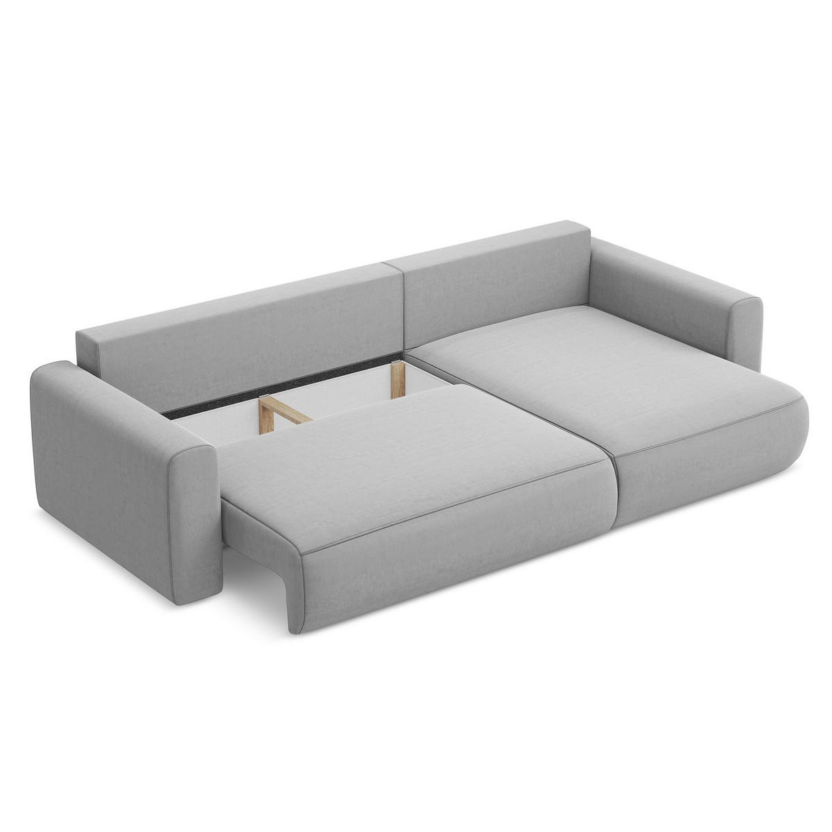 ECKSOFA mit Schlaffunktion Samt Stoff Grau - Schwarz/Grau, Kunststoff/Textil (278/149cm) - LaMiaSofa