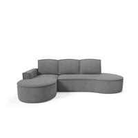 ECKSOFA MOLLY mit Schlaffunktion – Halbrund, freistehend, Liegefläche 140x207 cm, 3 Kissen, Abriamo-Stoff, 277x157x88 cm, Links Grau - Grau, Holz/Textil (157/277cm) - DomoHome