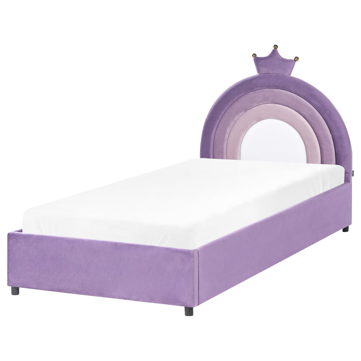 DĚTSKÁ POSTEL s úložným prostorem 90/200 cm Sametová látka Fialová Grisetot - fialová, textil (90/200cm) - Beliani