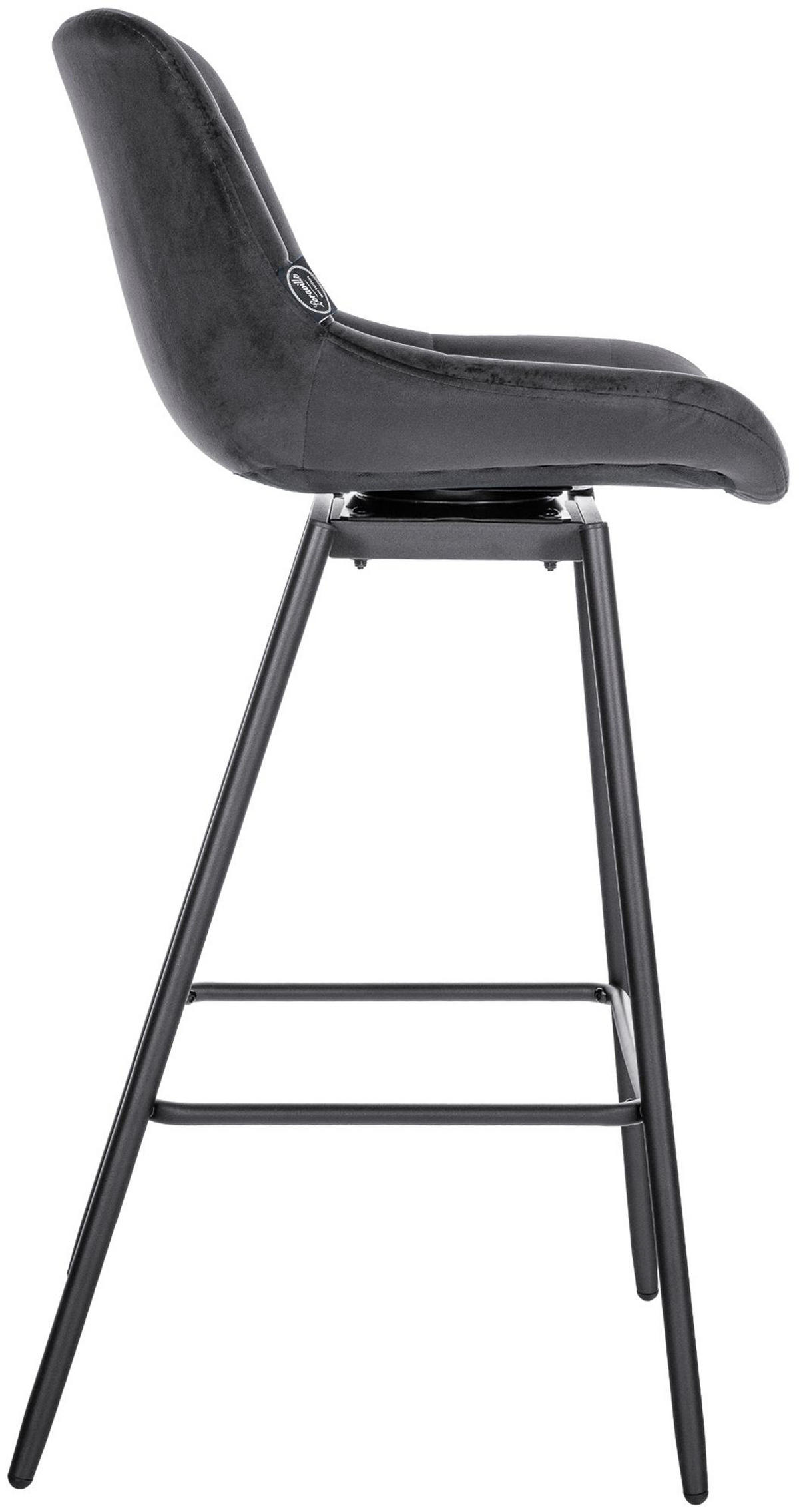 BARHOCKER Welton Schwenkbar Samt dunkelgrau - Anthrazit/Schwarz, Textil/Metall (49/105/56cm) - TPFLiving