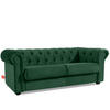 3-SITZER-SOFA GRAVO Chesterfield, Velours - Wengefarben/Dunkelgrün, Leder/Holz (202/72/95cm) - KONSIMO®