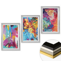 WANDBILDER 3er Set - 40x60 cm Silberner Rahmen - Bunte abstrakte Farbmuster - Silberfarben, Kunststoff (40/60cm) - ArtPrintCave