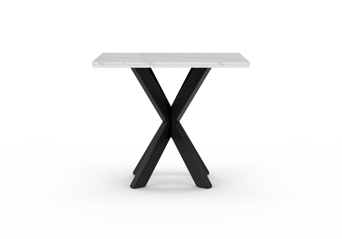 ESSTISCH 90 cm Weißen Marmor-Optik - Weiß Hochglanz, Metall (90/90/77cm) - Home Collective