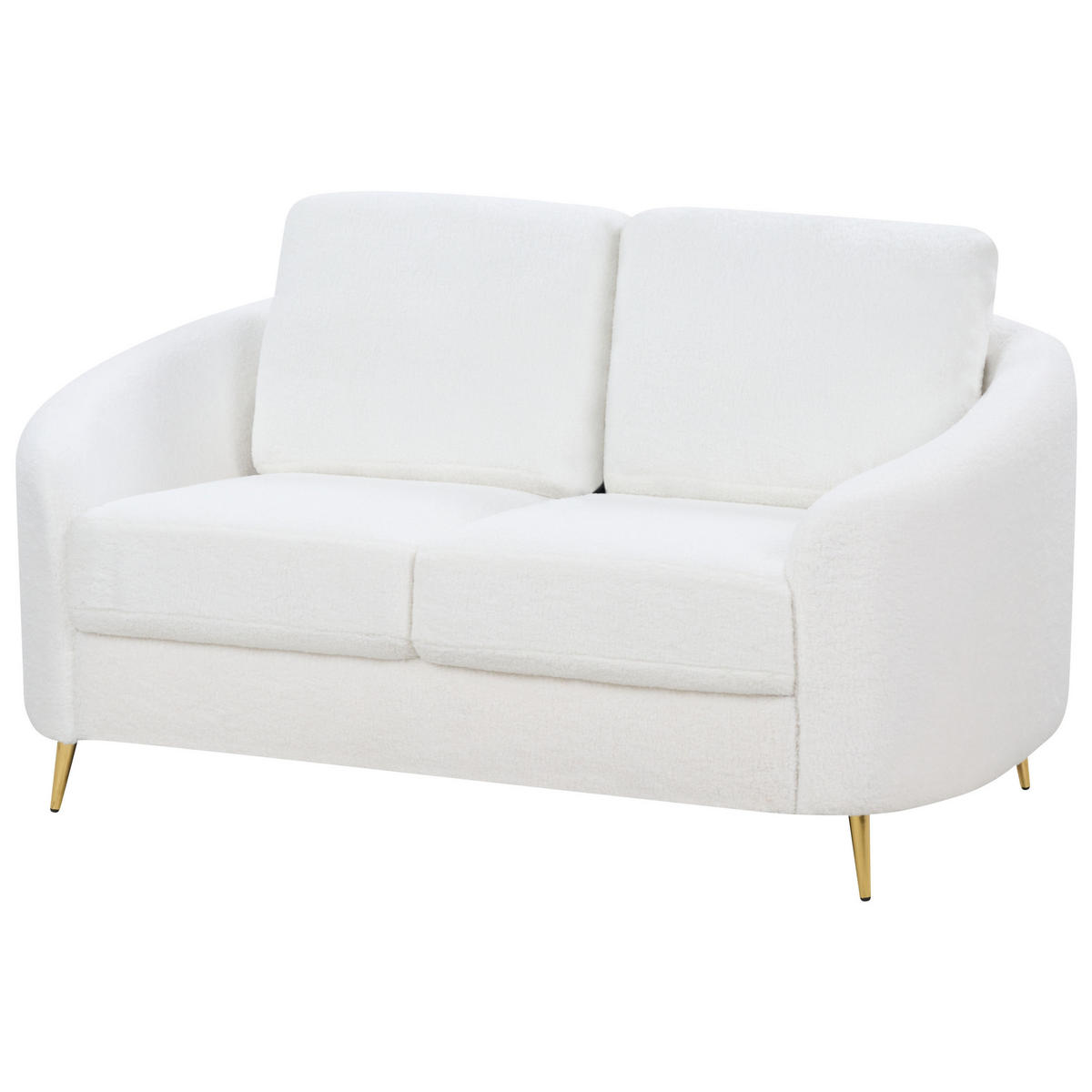 2-SITZER-SOFA Bouclé weiß/gold Trosa - Goldfarben/Weiß, Textil (153/88/86cm) - Beliani
