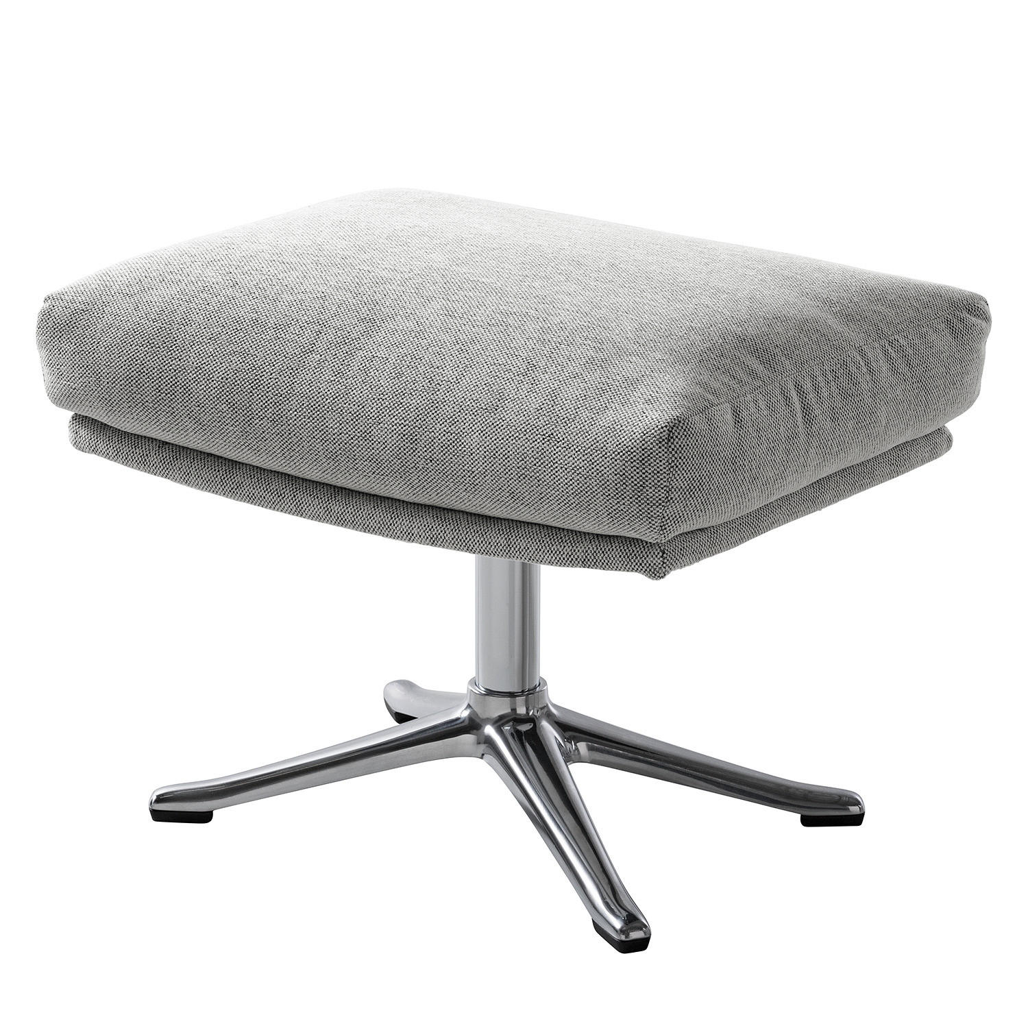 POLSTERHOCKER mit Kreuzfuß - Chromfarben/Hellgrau, Textil/Metall (51/37/41cm) - home24