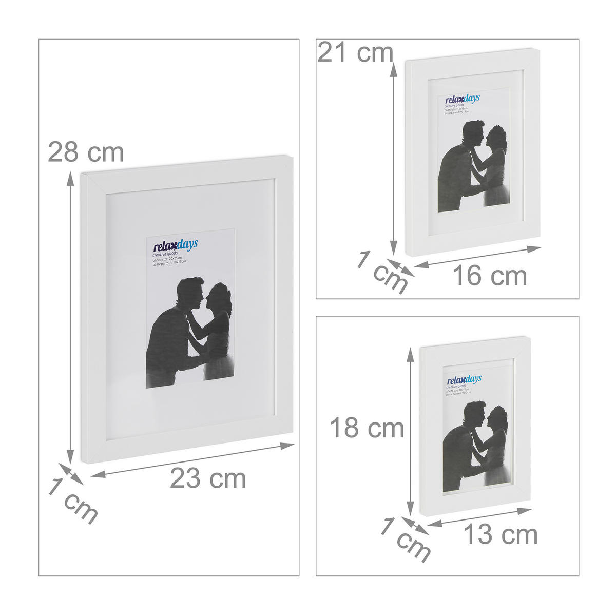 7XBILDERRAHMEN - Weiß, Glas/Holzwerkstoff (23/28/1cm) - Relaxdays